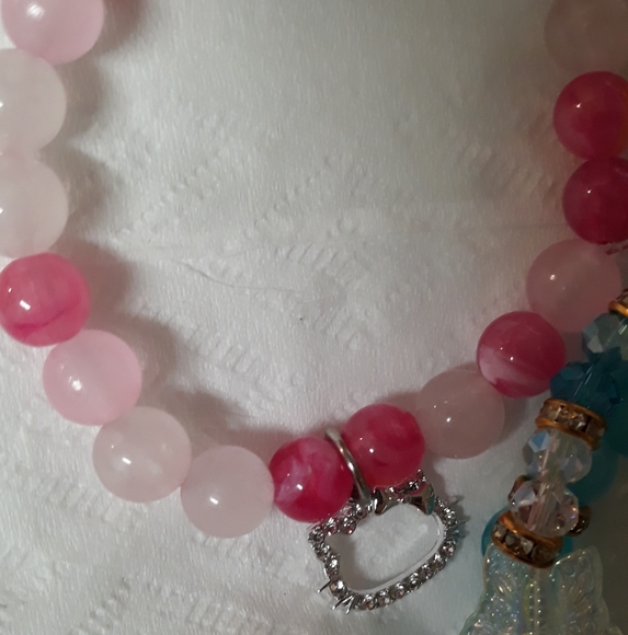 NEW Hello Kitty Bracelet Pink beads Silver CZ Sanrio charm NWT Handmade NWT - Picture 13 of 13